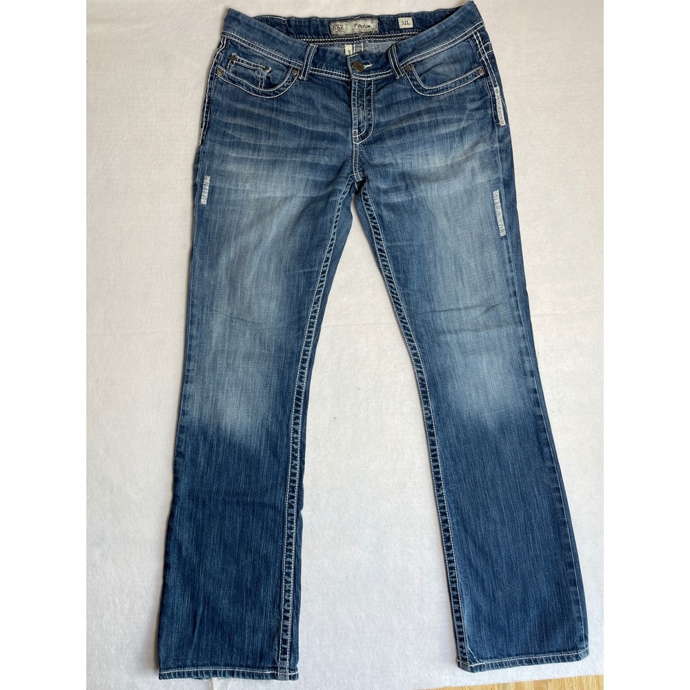Y2K BKE Payton Retro Cowgirl Bootcut Jeans Medium Wash Distressed Stretch 32L